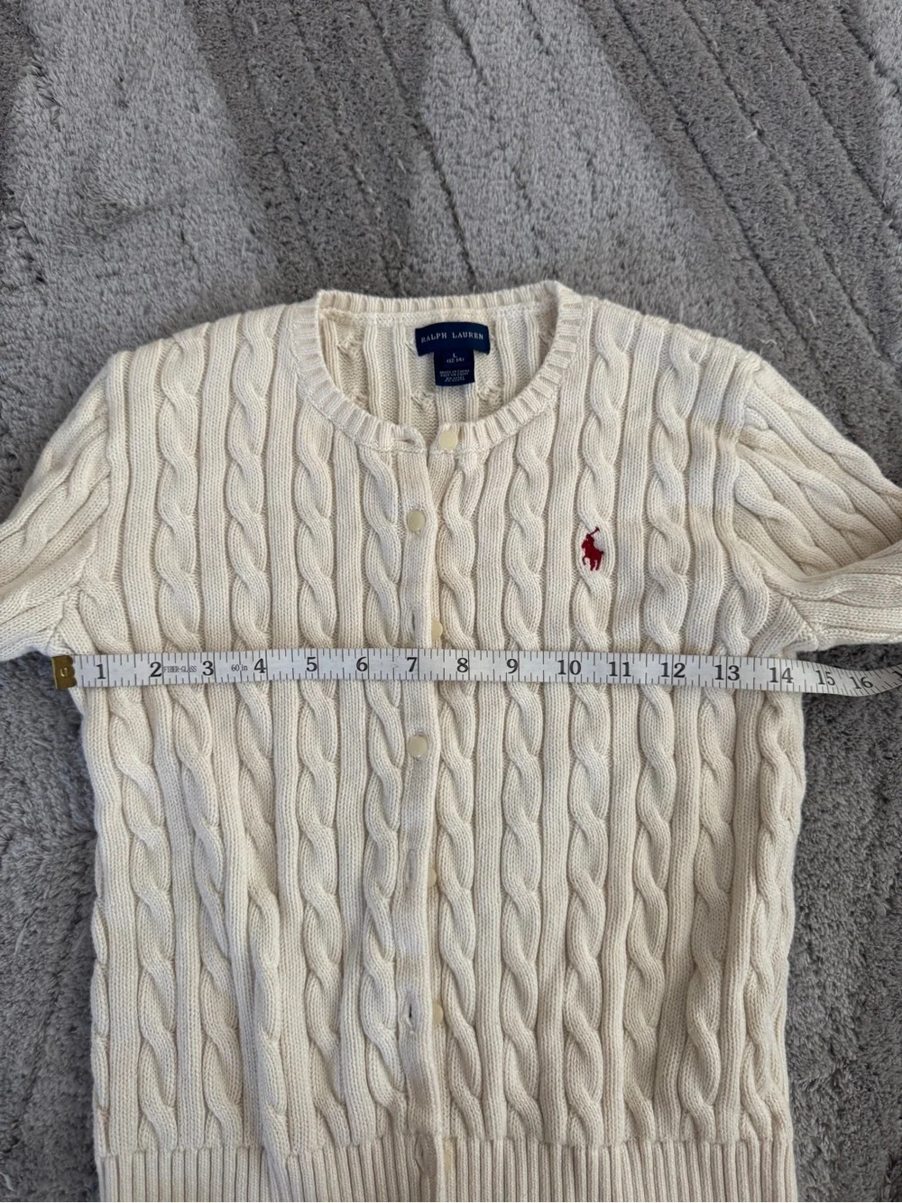 Ralph Lauren Cream Cotton Cable Knit Cardigan